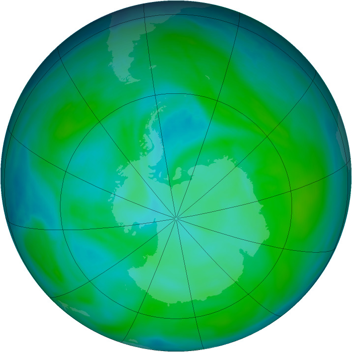 Antarctic ozone map for 20 December 2004